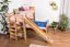 Letto a castello in faggio massiccio | Divisibile in 2 letti singoli | Scivolo e scaffale inclusi | 90x200 cm naturale