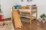 Letto a soppalco Samuel 90 x 200 cm | Faggio massiccio naturale | Scivolo incluso | Rete a doghe avvolgibile