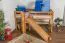 Letto a soppalco Samuel 90 x 200 cm | Faggio massiccio naturale | Scivolo incluso | Rete a doghe avvolgibile