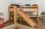 Letto a soppalco Samuel 90 x 200 cm | Faggio massiccio naturale | Scivolo incluso | Rete a doghe avvolgibile