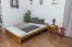 Letto alla francese "A9", pino massello, color rovere, incl. rete a doghe - 140 x 200 cm