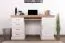 Scrivania Badile 17 | Bianco pino e marrone | 80x147x55 cm | 4 cassetti e anta | Stile country