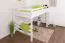 Letto a soppalco "Easy Premium Line" K23/n, faggio massiccio, laccato bianco, divisibile - 120 x 200 cm