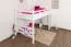Letto a soppalco "Easy Premium Line" K23/n, faggio massiccio, laccato bianco, divisibile - 120 x 200 cm
