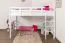 Letto a soppalco "Easy Premium Line" K23/n, faggio massiccio, laccato bianco, divisibile - 120 x 200 cm