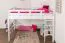 Letto a soppalco "Easy Premium Line" K23/n, faggio massiccio, laccato bianco, divisibile - 120 x 200 cm