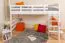 Letto a soppalco "Easy Premium Line" K22/n in faggio massello bianco - 90 x 200 cm