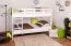 Letto a castello "Easy Premium Line" K19/n in faggio massello bianco - 90 x 200 cm, testiera e pediera forate, divisibile