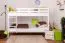 Letto a castello "Easy Premium Line" K19/n in faggio massello bianco - 90 x 200 cm, testiera e pediera forate, divisibile
