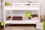 Letto a castello "Easy Premium Line" K19/n in faggio massello bianco - 90 x 200 cm, testiera e pediera forate, divisibile