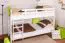 Letto a castello "Easy Premium Line" K19/n in faggio massello bianco - 90 x 200 cm, testiera e pediera forate, divisibile