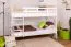 Letto a castello "Easy Premium Line" K19/n in faggio massello bianco - 90 x 200 cm, testiera e pediera forate, divisibile