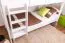 Letto a castello "Easy Premium Line" K19/n in faggio massello bianco - 90 x 200 cm, testiera e pediera forate, divisibile