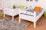 Letto a castello "Easy Premium Line" K19/n in faggio massello bianco - 90 x 200 cm, testiera e pediera forate, divisibile