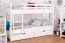 Letto a castello "Easy Premium Line" K17/n in faggio massello laccato bianco, incl. 2 cassetti e 2 pannelli laterali - 90 x 200 cm, divisibile