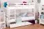 Letto a castello "Easy Premium Line" K17/n in faggio massello laccato bianco, incl. 2 cassetti e 2 pannelli laterali - 90 x 200 cm, divisibile