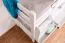Letto a castello "Easy Premium Line" K17/n in faggio massello laccato bianco, incl. 2 cassetti e 2 pannelli laterali - 90 x 200 cm, divisibile