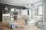 Scrivania moderna Alwiru 10 | Pino bianco e grigio | 75 x 120 x 60 cm | 2 cassetti | Design elegante