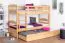 Letto a castello "Easy Premium Line" K18/h in faggio massello naturale, incl. letto a scomparsa e 2 pannelli laterali - 90 x 200 cm, testiera e pediera forate, divisibile