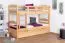 Letto a castello "Easy Premium Line" K18/h in faggio massello naturale, incl. letto a scomparsa e 2 pannelli laterali - 90 x 200 cm, testiera e pediera forate, divisibile