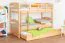Letto a castello "Easy Premium Line" K19/h in faggio massello naturale, incl. letto a scomparsa e 2 pannelli laterali - 90 x 200 cm, testiera e pediera forate, divisibile