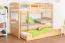 Letto a castello "Easy Premium Line" K19/h in faggio massello naturale, incl. letto a scomparsa e 2 pannelli laterali - 90 x 200 cm, testiera e pediera forate, divisibile