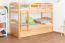 Letto a castello "Easy Premium Line" K19/h in faggio massello naturale, incl. letto a scomparsa e 2 pannelli laterali - 90 x 200 cm, testiera e pediera forate, divisibile