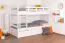 Letto a castello "Easy Premium Line" K18/h in faggio massello bianco, incl. letto a scomparsa e 2 pannelli laterali - 90 x 200 cm, testiera forata, divisibile