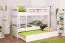Letto a castello "Easy Premium Line" K19/h in faggio massello bianco, incl. letto a scomparsa e 2 pannelli laterali - 90 x 200 cm, testiera e pediera forate, divisibile