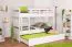 Letto a castello "Easy Premium Line" K19/h in faggio massello bianco, incl. letto a scomparsa e 2 pannelli laterali - 90 x 200 cm, testiera e pediera forate, divisibile