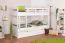 Letto a castello "Easy Premium Line" K19/h in faggio massello bianco, incl. letto a scomparsa e 2 pannelli laterali - 90 x 200 cm, testiera e pediera forate, divisibile