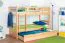 Letto a castello in faggio massiccio naturale K20/h | 90x200 cm | Testiera dritta, rete e pannelli inclusi