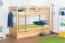 Letto a castello in faggio massiccio naturale K20/h | 90x200 cm | Testiera dritta, rete e pannelli inclusi