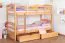 Letto a castello divisibile 90 x 200 cm in faggio massello naturale | 2 cassetti | Design moderno | Sicurezza per bambini | K19/n