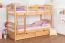 Letto a castello divisibile 90 x 200 cm in faggio massello naturale | 2 cassetti | Design moderno | Sicurezza per bambini | K19/n