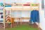 Letto a soppalco una piazza e mezza "Easy Premium Line" K23/n, faggio massello naturale, laccato, divisibile - 120 x 200 cm