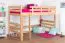 Letto a soppalco una piazza e mezza "Easy Premium Line" K23/n, faggio massello naturale, laccato, divisibile - 120 x 200 cm