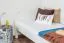 Letto singolo 113, faggio massello, bianco, incl. rete a doghe - 80 x 200 cm