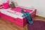 Letto matrimoniale Easy Premium Line K4 | Faggio massello laccato rosa | 2 cassetti | Pannello laterale | 140 x 200 cm