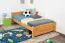 Letto singolo in pino massello color ontano 80 | Rete a doghe inclusa | 100 x 200 cm | Design moderno