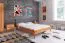 Letto matrimoniale Timaru 03 | Faggio massello oliato | 200 x 200 cm | Testiera imbottita