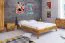 Letto super king 200x200 cm | Rovere massello oliato | Testiera imbottita grigia | Wooden Nature Premium