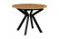Set sala da pranzo 5 pezzi | Tavolo rotondo nero/rovere, gambe metallo | 4 poltrone imbottite grigio