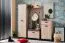 Set armadi ingresso 5 pezzi | Rovere grigio moderno | Dettagli neri | Specchio incluso | Panca con cuscino
