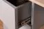 Capiente cassettiera in rovere / grigio, 100 x 120 x 40 cm, bordi in ABS, cassettiera per camera dei ragazzi, 5 scomparti aperti, 2 ante e 4 cassetti, piccole maniglie nere
