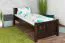 Letto singolo in faggio massiccio 107, incl. rete a doghe, color noce, rete 80 x 200 cm, letto per ospiti moderno, particolarmente robusto e durevole