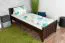 Letto singolo in faggio massiccio 107, incl. rete a doghe, color noce, rete 80 x 200 cm, letto per ospiti moderno, particolarmente robusto e durevole