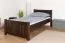 Letto singolo 107 in colore noce, legno massiccio di faggio, rete a doghe inclusa, rete 90 x 200 cm, pratico letto per ospiti, design classico, facile da abbinare