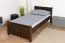 Letto singolo 107 in colore noce, legno massiccio di faggio, rete a doghe inclusa, rete 90 x 200 cm, pratico letto per ospiti, design classico, facile da abbinare