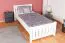 Letto singolo bianco 107, legno di faggio massiccio, rete a doghe inclusa, materasso 90 x 200 cm, semplice letto per ospiti, facile da abbinare, rapido e semplice da montare